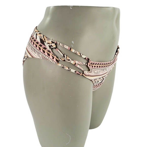 Beige Hipster Bikini Swim Bottom Juniors 3/5 Womens 0/2 Strappy Sides - Picture 6 of 12